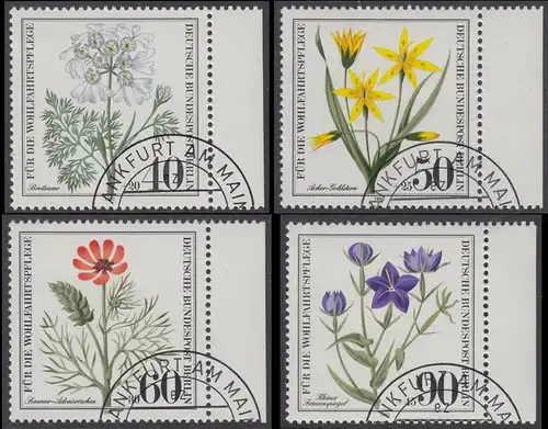 BERLIN 1980 Michel-Nummer 629-632 gestempelt SATZ(4) EINZELMARKEN RÄNDER rechts