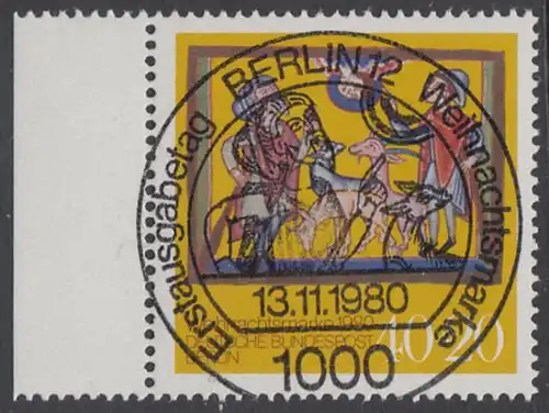 BERLIN 1980 Michel-Nummer 633 gestempelt EINZELMARKE RAND links (a)