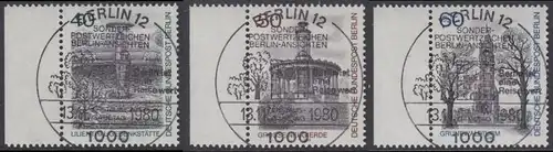 BERLIN 1980 Michel-Nummer 634-636 gestempelt SATZ(3) EINZELMARKEN RÄNDER links
