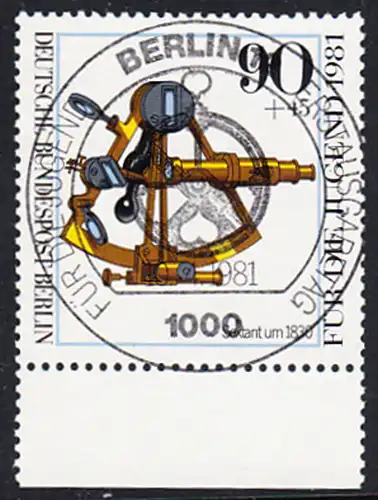 BERLIN 1981 Michel-Nummer 644 gestempelt EINZELMARKE RAND unten (a)