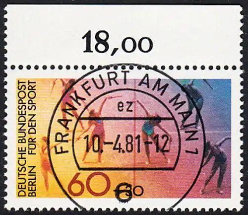 BERLIN 1981 Michel-Nummer 645 gestempelt EINZELMARKE RAND oben