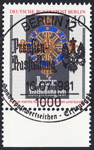 BERLIN 1981 Michel-Nummer 648 gestempelt EINZELMARKE RAND unten
