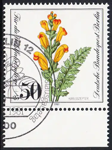 BERLIN 1981 Michel-Nummer 651 gestempelt EINZELMARKE RAND unten