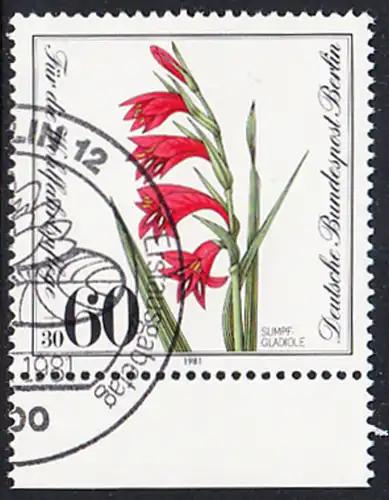 BERLIN 1981 Michel-Nummer 652 gestempelt EINZELMARKE RAND unten