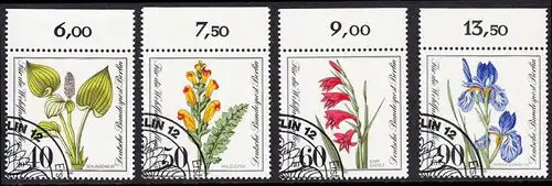 BERLIN 1981 Michel-Nummer 650-653 gestempelt SATZ(4) EINZELMARKEN RÄNDER oben