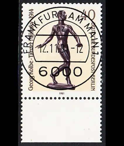 BERLIN 1981 Michel-Nummer 655 gestempelt EINZELMARKE RAND unten