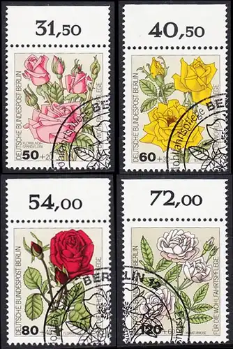 BERLIN 1982 Michel-Nummer 680-683 gestempelt SATZ(4) EINZELMARKEN RÄNDER oben (a)