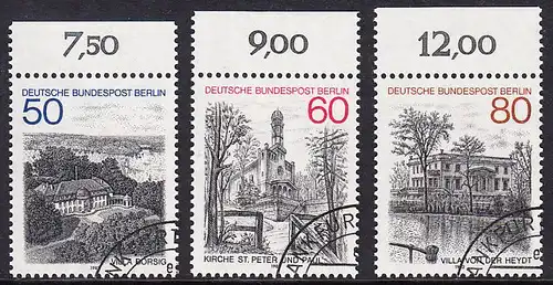 BERLIN 1982 Michel-Nummer 685-687 gestempelt SATZ(3) EINZELMARKEN RÄNDER oben