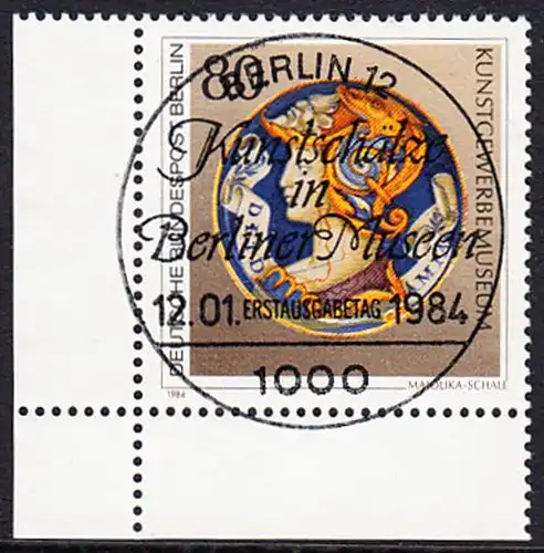 BERLIN 1984 Michel-Nummer 711 gestempelt EINZELMARKE ECKRAND unten links