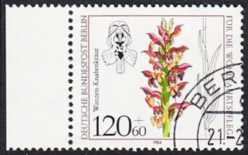 BERLIN 1984 Michel-Nummer 727 gestempelt EINZELMARKE RAND links (b)