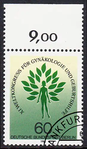 BERLIN 1985 Michel-Nummer 742 gestempelt EINZELMARKE RAND oben (b)