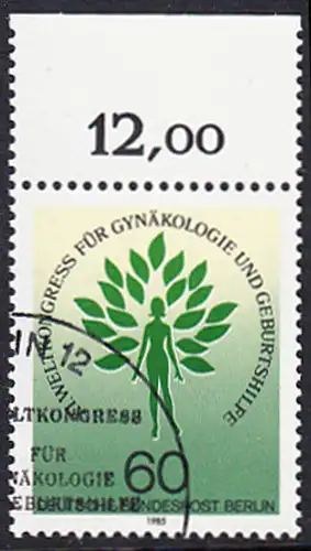BERLIN 1985 Michel-Nummer 742 gestempelt EINZELMARKE RAND oben (c)