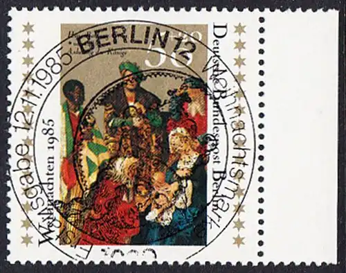 BERLIN 1985 Michel-Nummer 749 gestempelt EINZELMARKE RAND rechts (a)