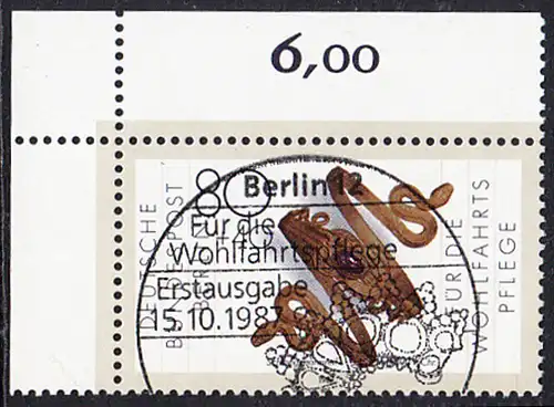 BERLIN 1987 Michel-Nummer 792 gestempelt EINZELMARKE ECKRAND oben links