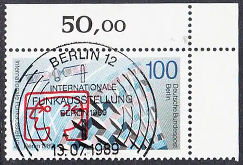 BERLIN 1989 Michel-Nummer 847 gestempelt EINZELMARKE ECKRAND oben rechts
