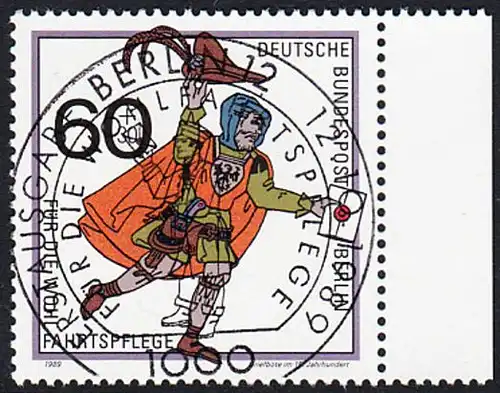 BERLIN 1989 Michel-Nummer 852 gestempelt EINZELMARKE RAND rechts