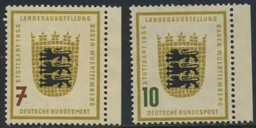 BUND 1955 Michel-Nummer 0212-0213 postfrisch SATZ(2) EINZELMARKEN RÄNDER rechts