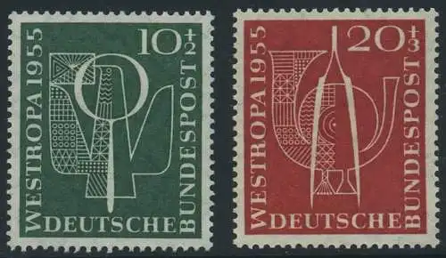 BUND 1955 Michel-Nummer 0217-0218 postfrisch SATZ(2) EINZELMARKEN