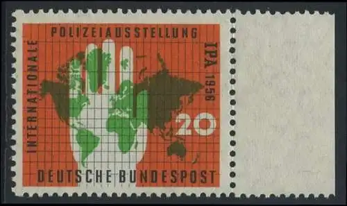 BUND 1956 Michel-Nummer 0240 postfrisch EINZELMARKE RAND rechts