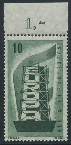BUND 1956 Michel-Nummer 0241 postfrisch EINZELMARKE RAND oben
