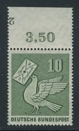 BUND 1956 Michel-Nummer 0247 postfrisch EINZELMARKE RAND oben (c)