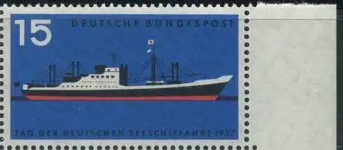 BUND 1957 Michel-Nummer 0257 postfrisch EINZELMARKE RAND rechts