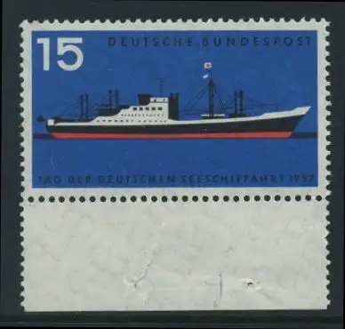 BUND 1957 Michel-Nummer 0257 postfrisch EINZELMARKE RAND unten