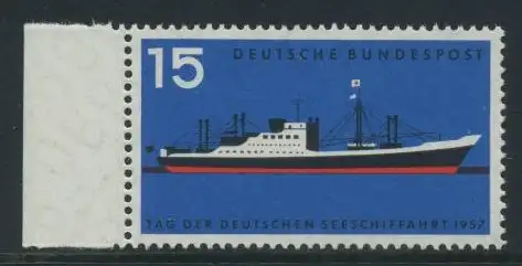 BUND 1957 Michel-Nummer 0257 postfrisch EINZELMARKE RAND links