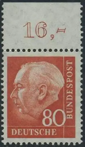 BUND 1957 Michel-Nummer 0264x postfrisch EINZELMARKE RAND oben 