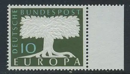 BUND 1957 Michel-Nummer 0268 postfrisch EINZELMARKE RAND rechts