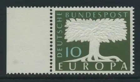 BUND 1957 Michel-Nummer 0268 postfrisch EINZELMARKE RAND links