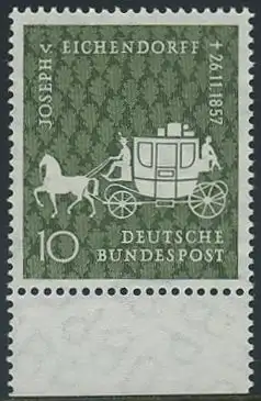 BUND 1957 Michel-Nummer 0280 postfrisch EINZELMARKE RAND unten