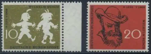 BUND 1958 Michel-Nummer 0281-0282 postfrisch SATZ(2) EINZELMARKEN (a1)