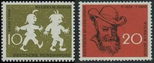 BUND 1958 Michel-Nummer 0281-0282 postfrisch SATZ(2) EINZELMARKEN (a)