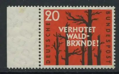 BUND 1958 Michel-Nummer 0283 postfrisch EINZELMARKE RAND links