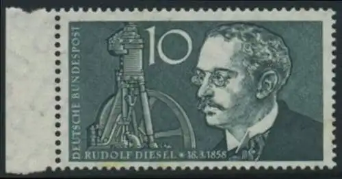 BUND 1958 Michel-Nummer 0284 postfrisch EINZELMARKE RAND links (a)