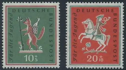 BUND 1958 Michel-Nummer 0286-0287 postfrisch SATZ(2) EINZELMARKEN