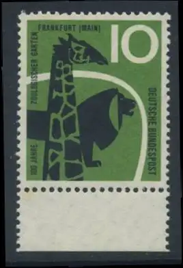 BUND 1958 Michel-Nummer 0288 postfrisch EINZELMARKE RAND unten