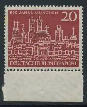 BUND 1958 Michel-Nummer 0289 postfrisch EINZELMARKE RAND unten