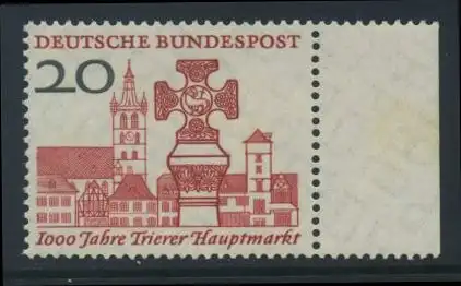 BUND 1958 Michel-Nummer 0290 postfrisch EINZELMARKE RAND rechts
