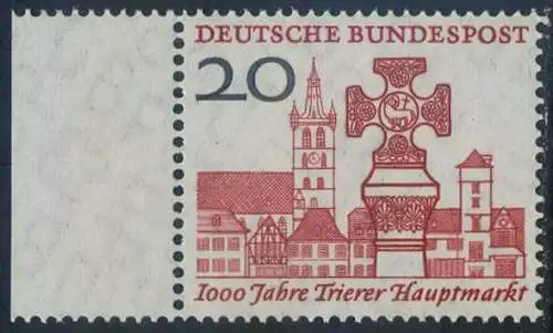 BUND 1958 Michel-Nummer 0290 postfrisch EINZELMARKE RAND links
