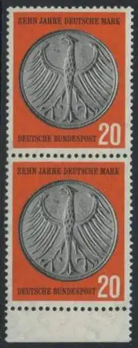 BUND 1958 Michel-Nummer 0291 postfrisch vert.PAAR RAND unten