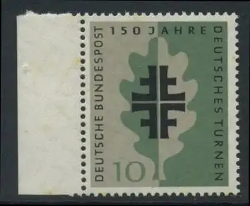 BUND 1958 Michel-Nummer 0292 postfrisch EINZELMARKE RAND links