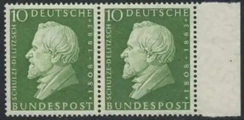 BUND 1958 Michel-Nummer 0293 postfrisch horiz.PAAR RAND rechts