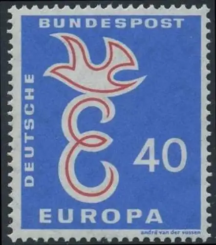 BUND 1958 Michel-Nummer 0296 postfrisch EINZELMARKE