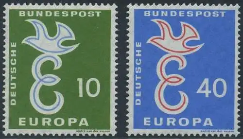 BUND 1958 Michel-Nummer 0295-0296 postfrisch SATZ(2) EINZELMARKEN