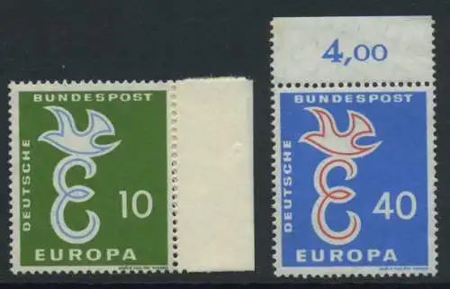 BUND 1958 Michel-Nummer 0295-0296 postfrisch SATZ(2) EINZELMARKEN (a1)