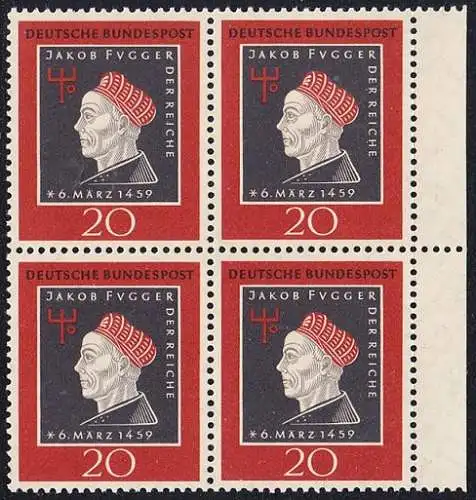 BUND 1959 Michel-Nummer 0307 postfrisch BLOCK RÄNDER rechts