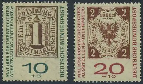 BUND 1959 Michel-Nummer 0310a-0311a postfrisch SATZ(2) EINZELMARKEN