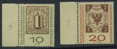 BUND 1959 Michel-Nummer 0310b-0311b postfrisch SATZ(2) EINZELMARKEN RÄNDER links